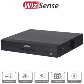 DAHUA XVR5104HS-4KL-I3 - DVR 4k de 4 Canales y 4 IP o hasta 8 IP. Equipado con WizSense, codificación H.265+, un canal para reconocimiento facial, protección perimetral y SDM Plus. Bahía SATA para HDD de hasta 10TB. Compatible con IoT y POS