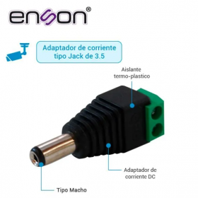 ENSON ENS-MC01 MACHO - Conector De Corriente Ens-Mc01 Macho Enson Tipo Jack 3.5 Mm Para Camaras Cctv / Con Bloque Polarizado / Medidas: 2.1 X 5.5 Mm.