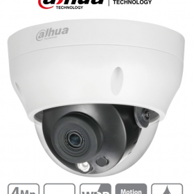 DAHUA IPC-HDPW1431R1-S4 - Camara IP Domo de 4 Megapixeles/ Lente de 2.8mm/ IR de 30 Mts/ H.265/ WDR Real/ IP67/ PoE/ 3D DNR/ HLC/